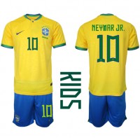 Maglie da calcio Brasile Neymar Jr #10 Prima Maglia Bambino Mondiali 2022 Manica Corta (+ Pantaloni corti)